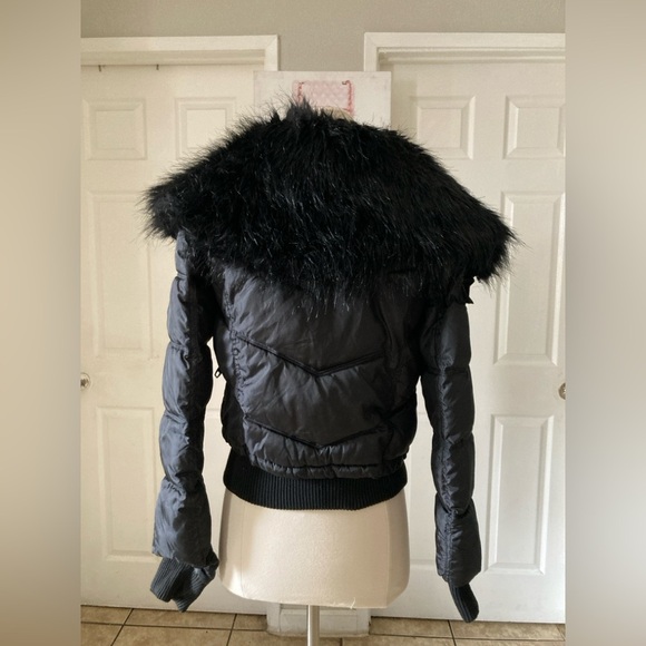 Cappuccino gold puff coat with removable faux fur collar size M - Picture 4 of 10